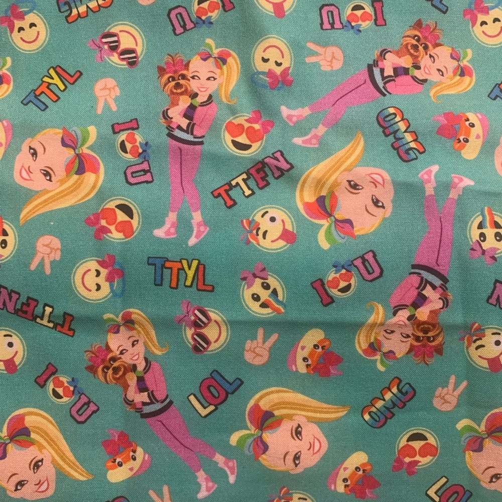 Jojo Siwa Colorful Cartoon Character Fabric Brand New.